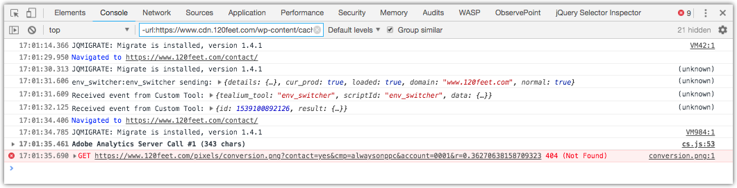 chrome developer tools console