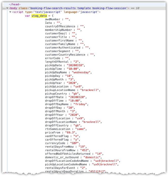 Datalayer for Tealium IQ