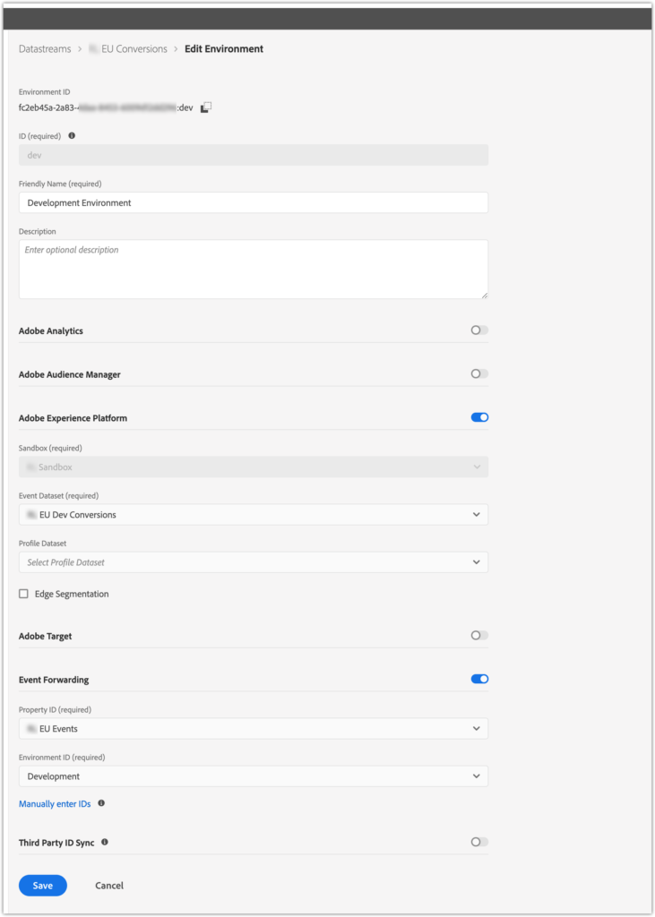 Adobe Experience Platform Data Streams user interface